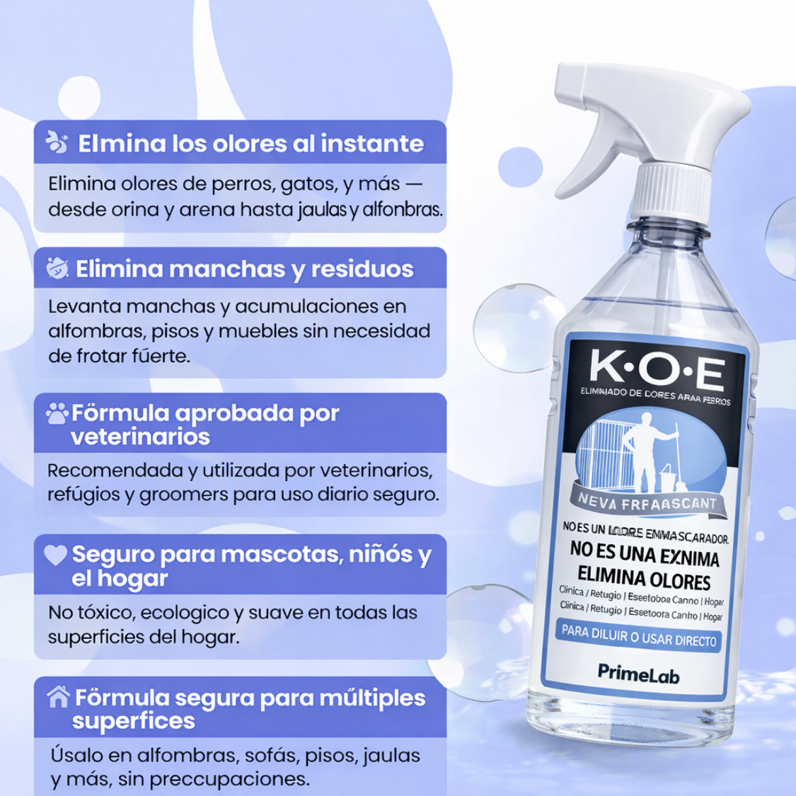Eliminador de olores y manchas de mascotas